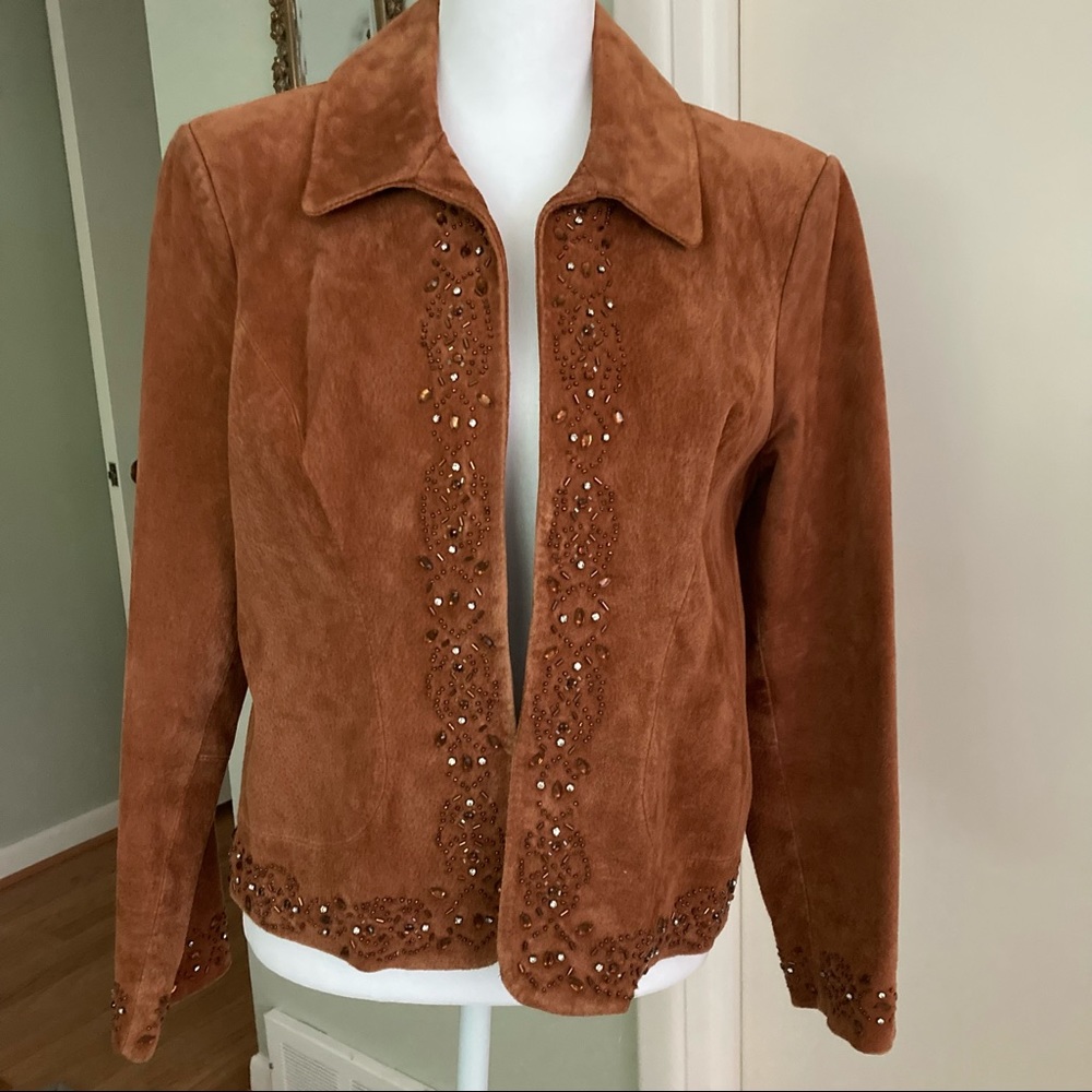 Autumn bliss💥🧡Suede jacket with bling embellishments🍁coldwater creek